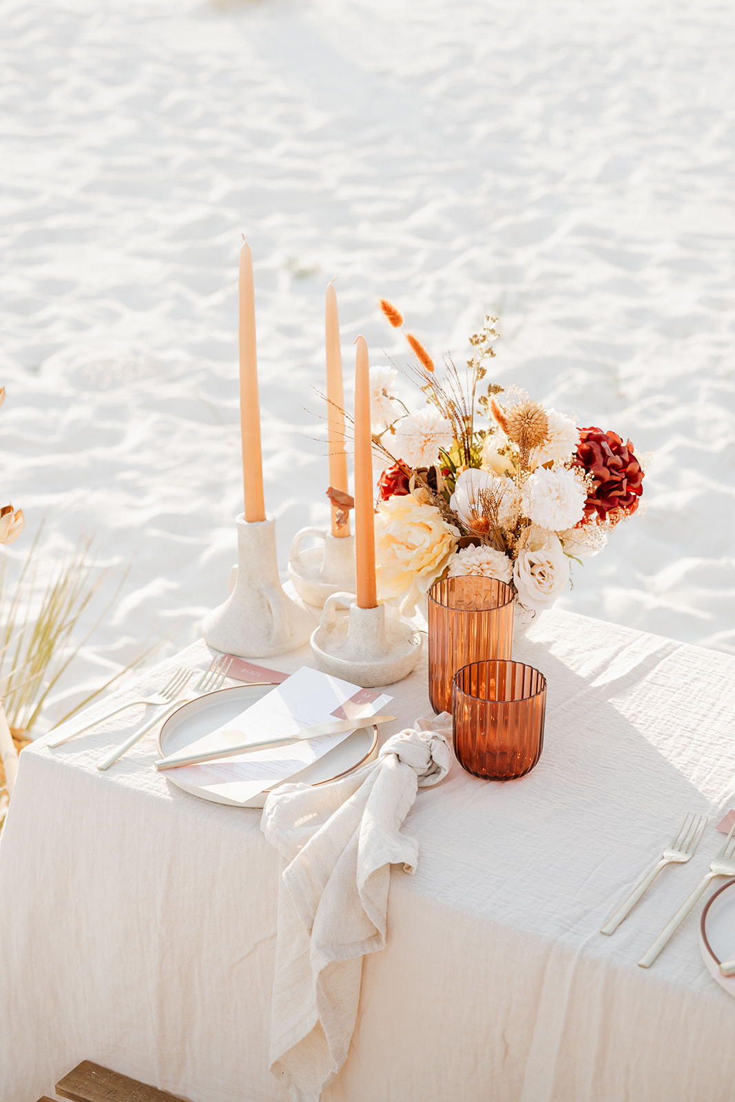 stunning picnic details of a white sands elopement