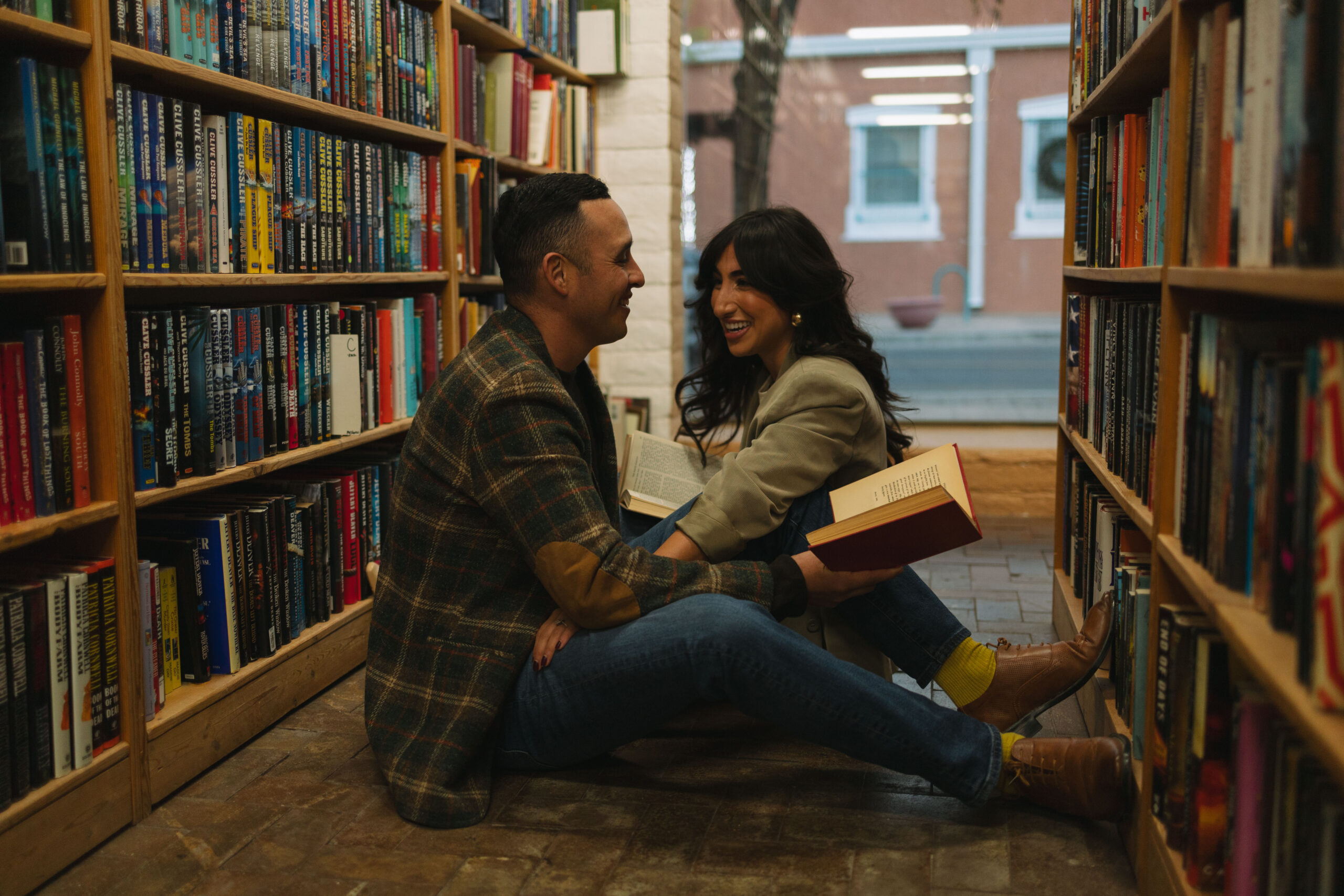 unique library Las Cruces, NM engagement photoshoot ideas