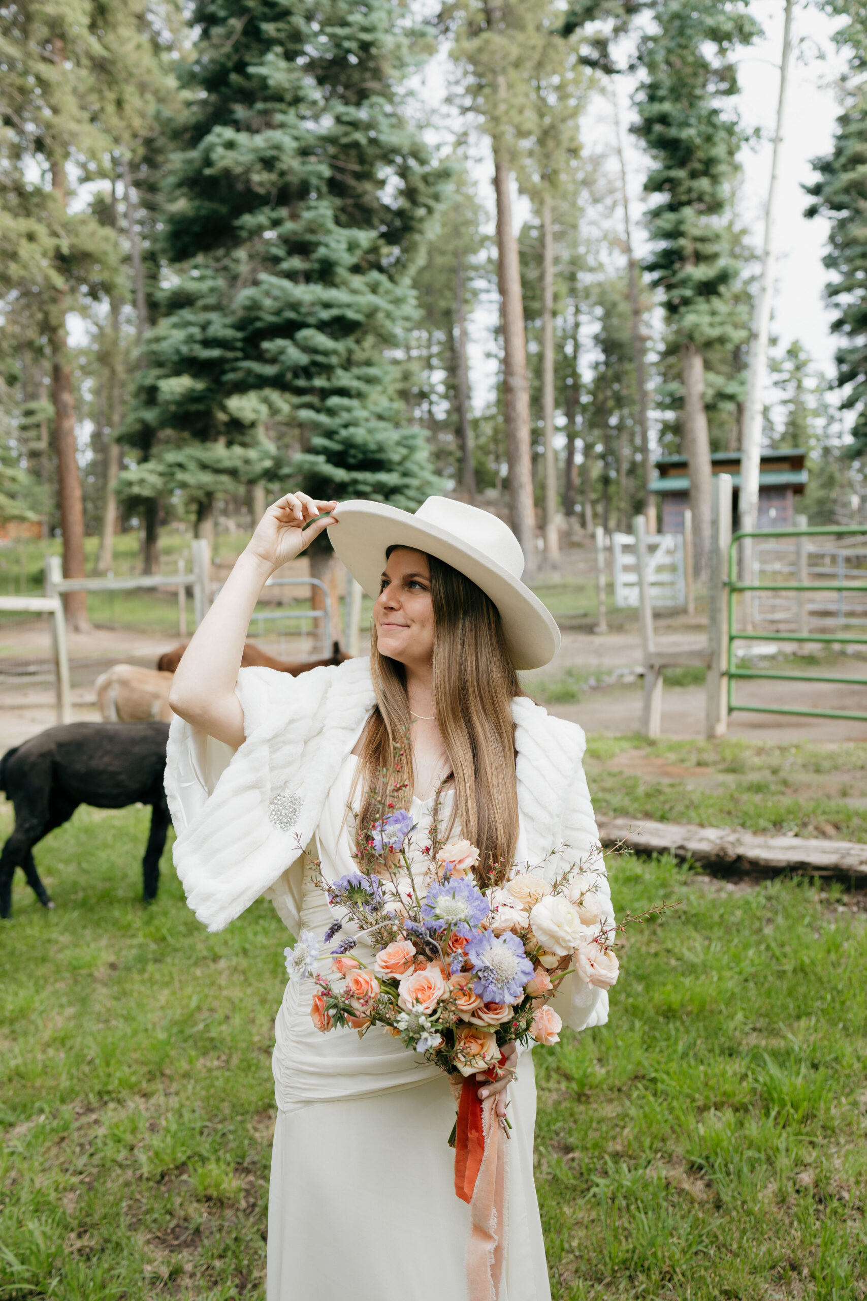 bride poses before her elopement day