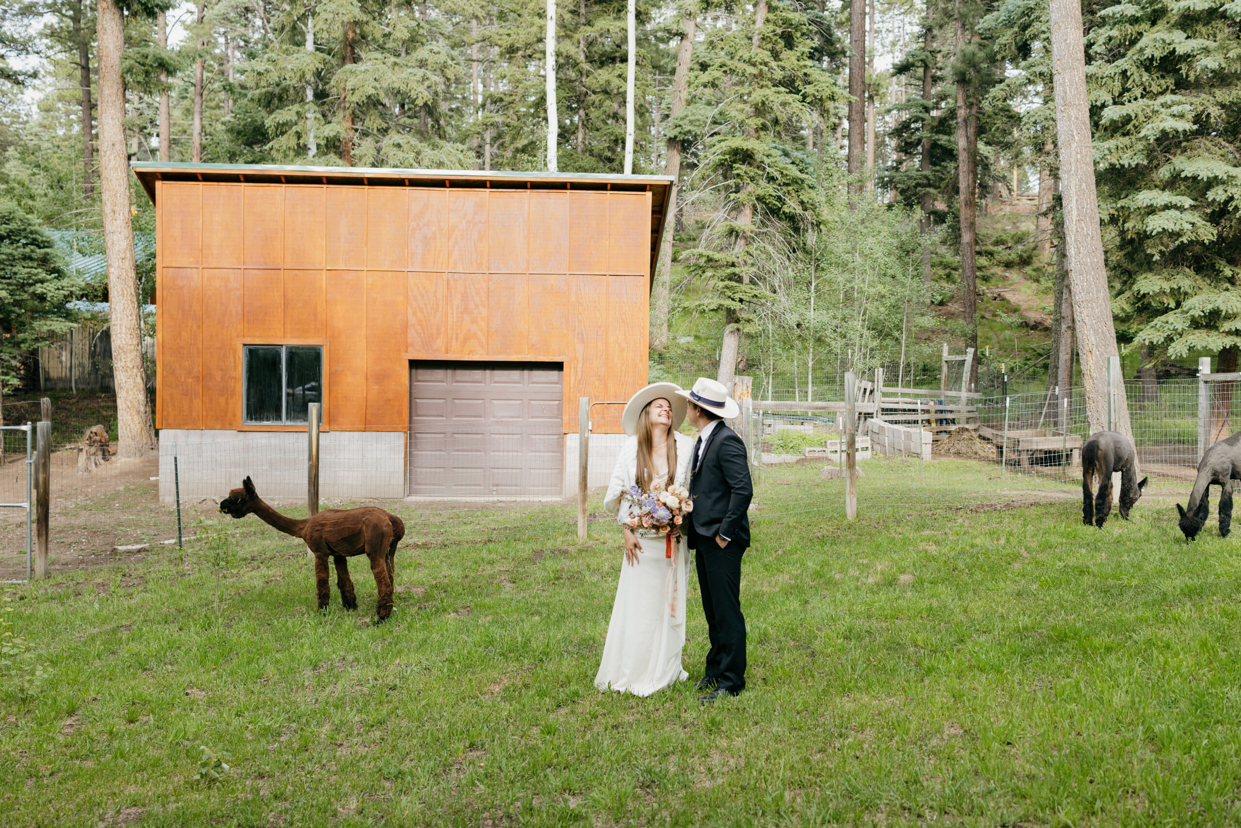 bride and groom pose together after their unique New Mexico elopement