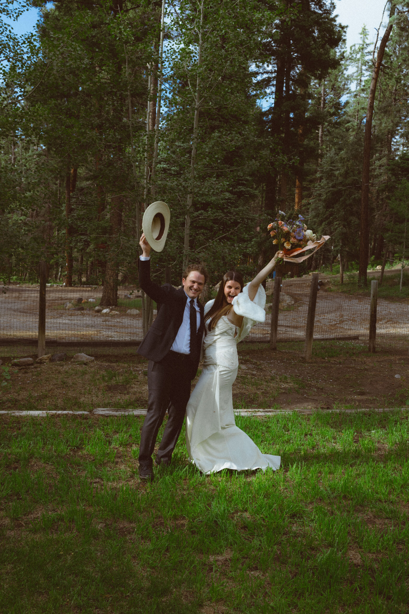 bride and groom pose together after their unique New Mexico elopement