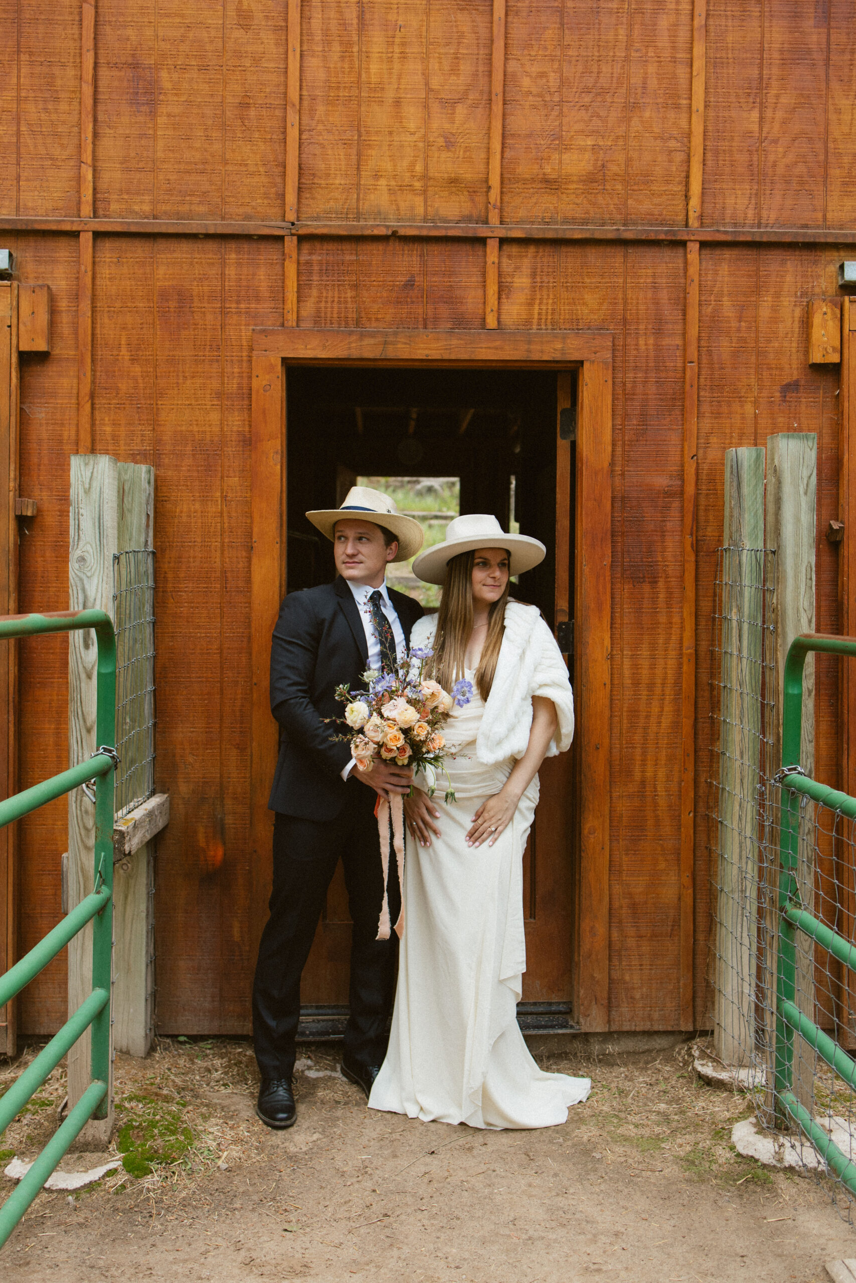 bride and groom pose together after their unique New Mexico elopement