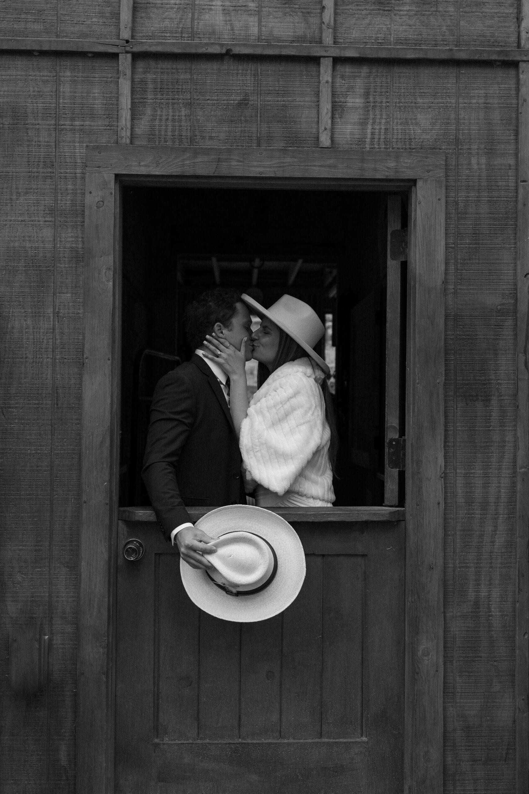 bride and groom pose together after their unique New Mexico elopement