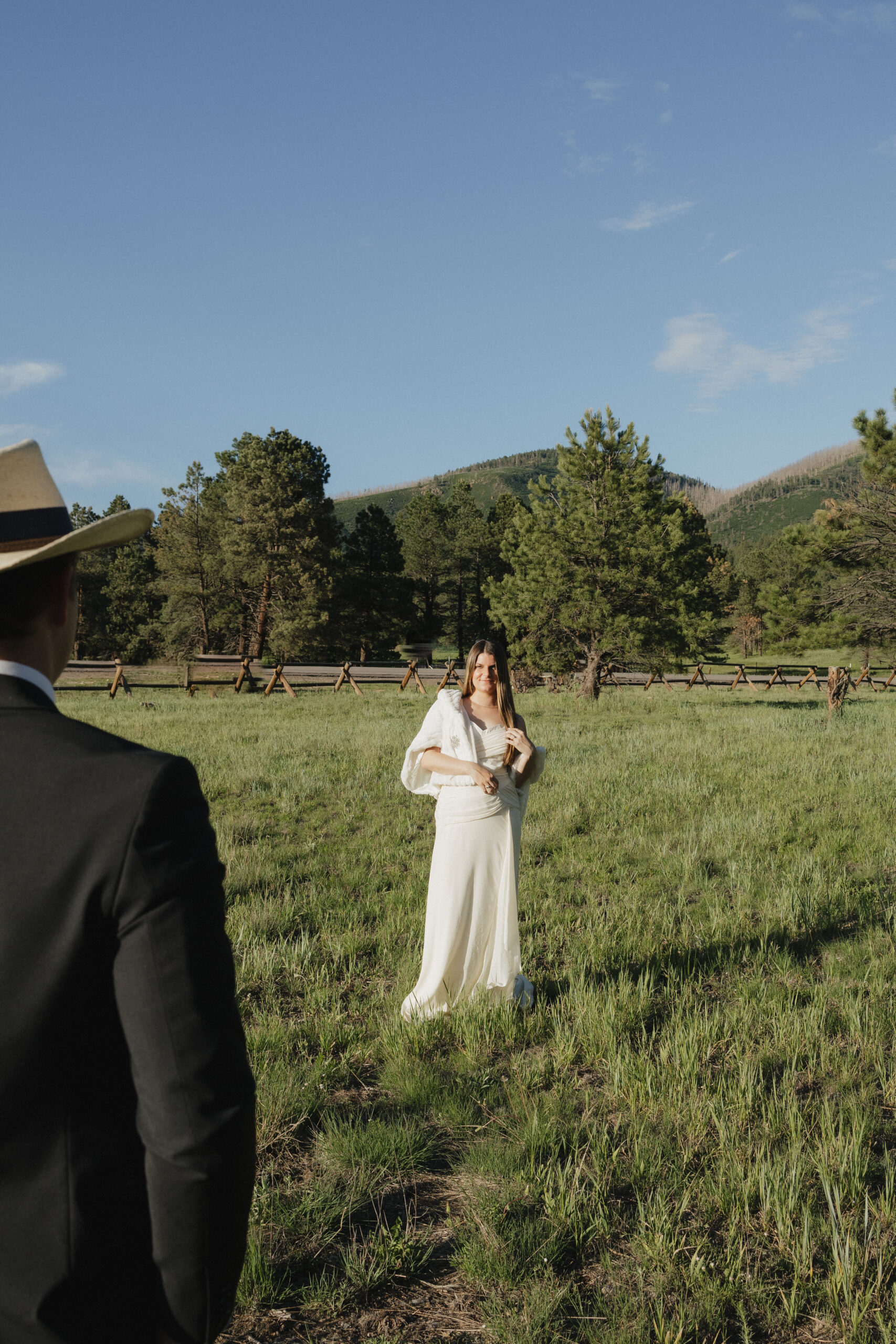 bride and groom pose together after their unique New Mexico elopement