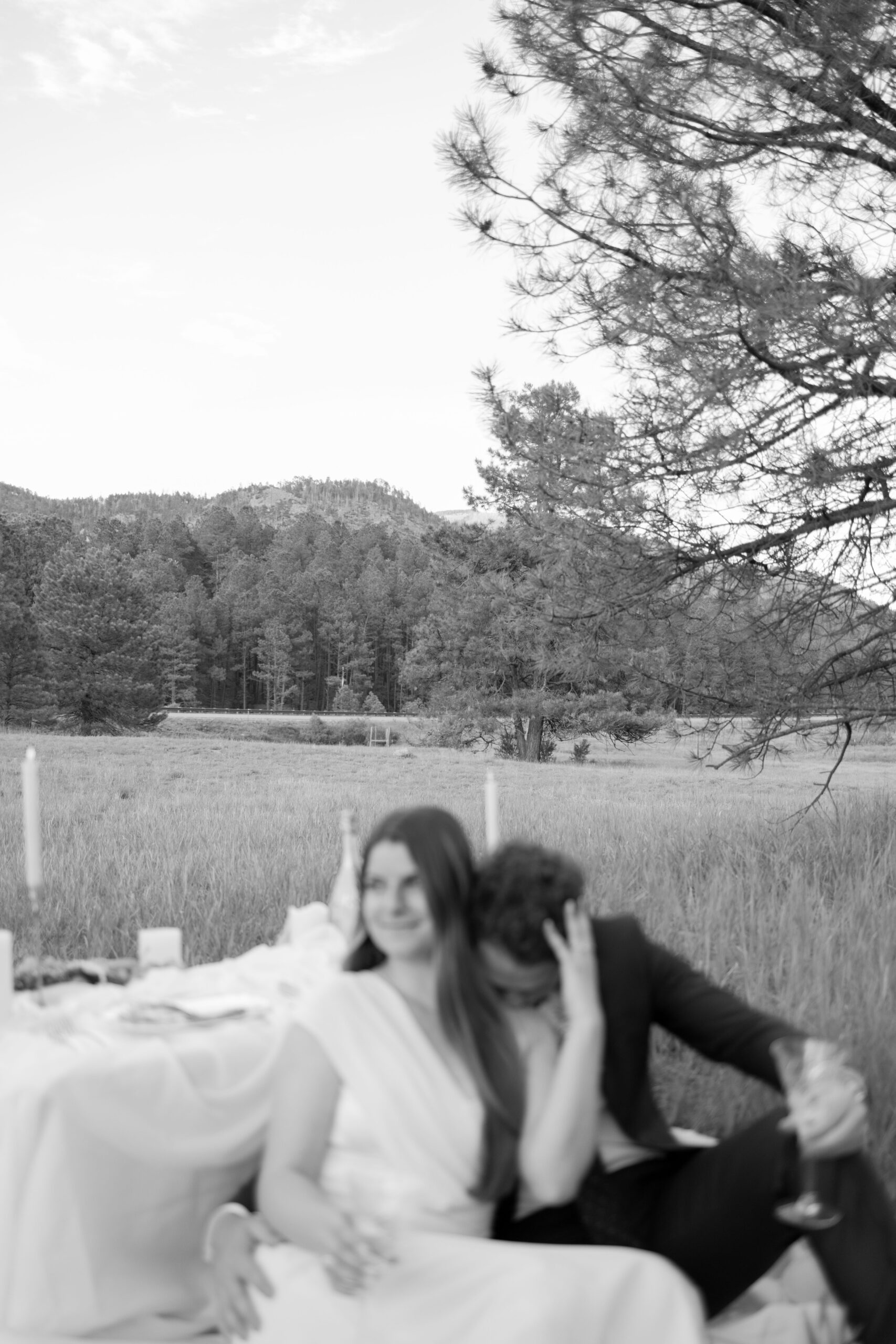 bride and groom pose together in the New Mexico nature