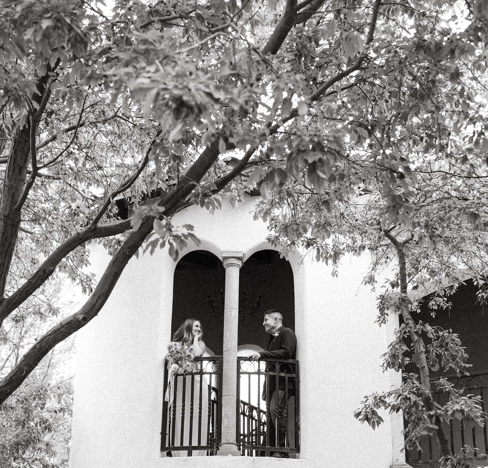 bride and groom pose together after their dreamy wedding day