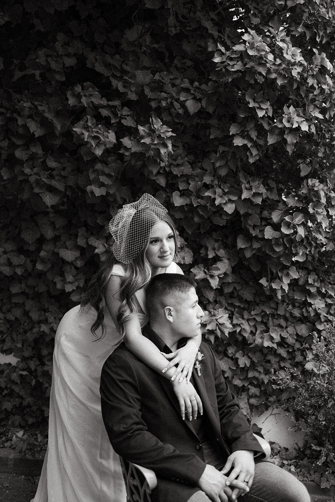 bride and groom pose together after their dreamy wedding day