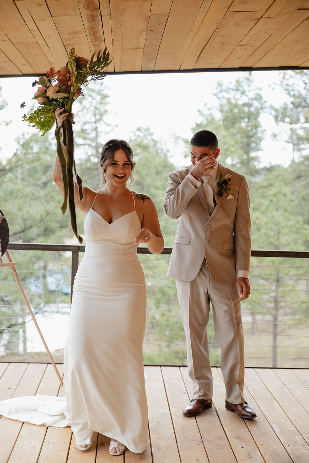 beautiful bride and groom pose on their elopement day