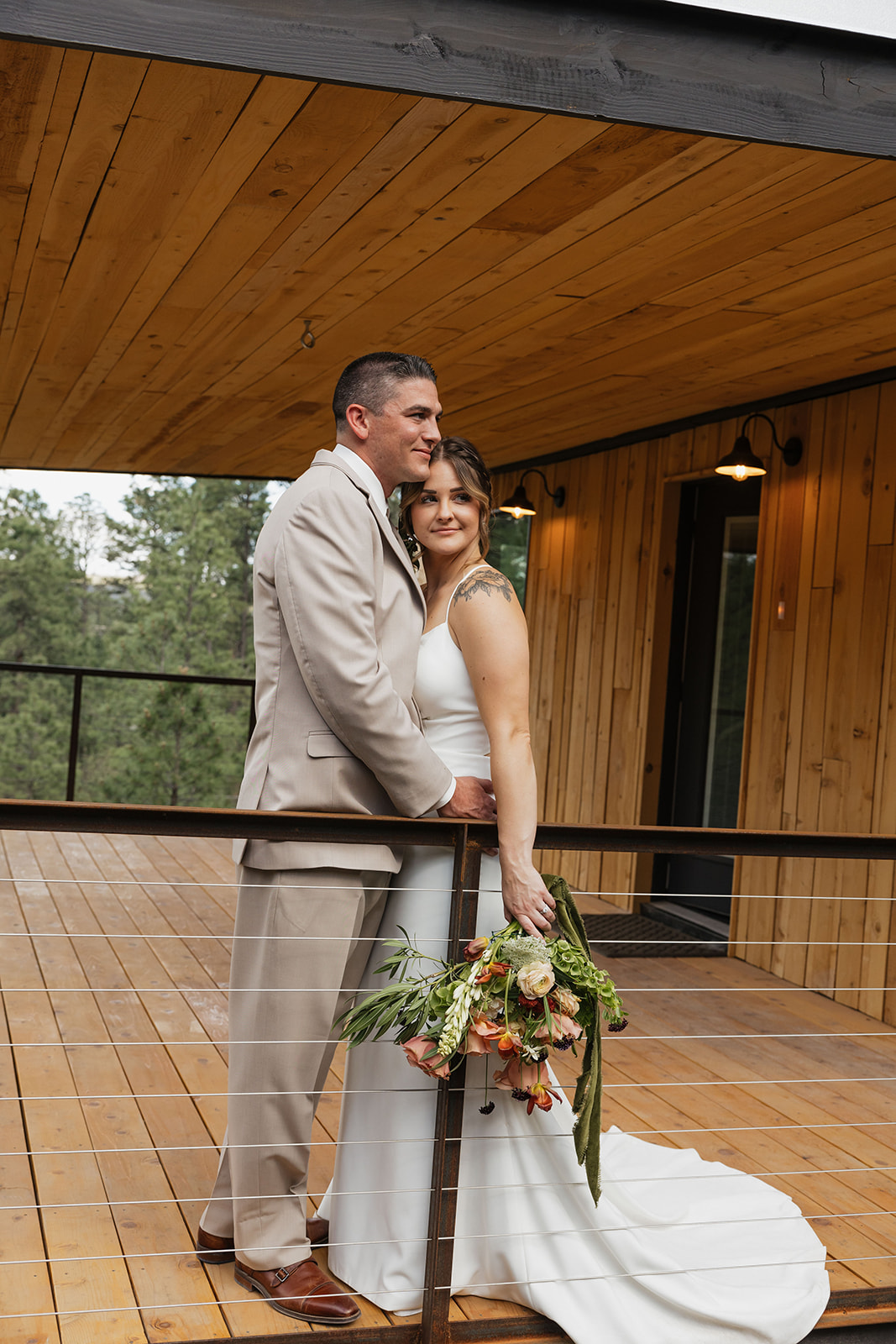 beautiful bride and groom pose on their elopement day