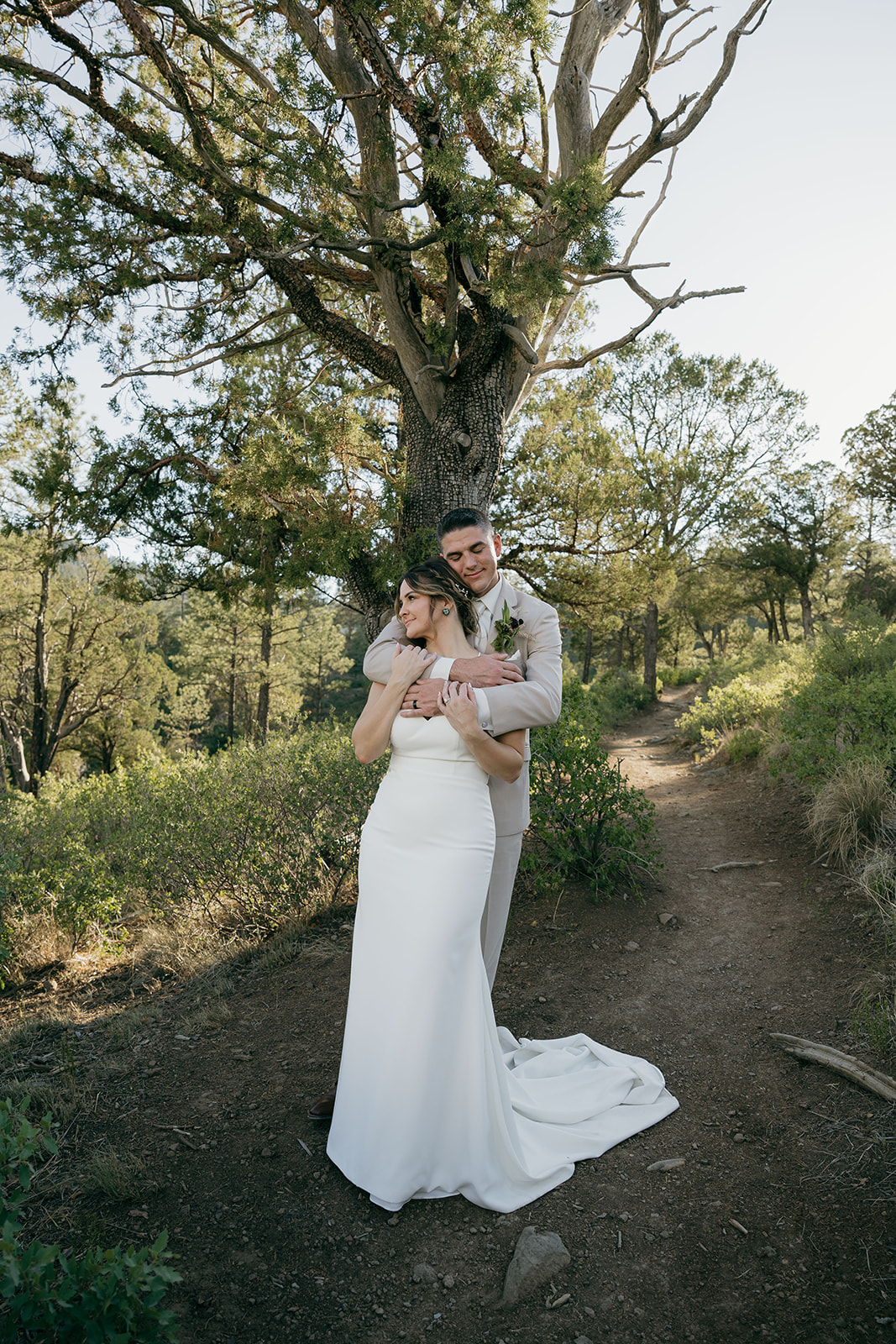 beautiful bride and groom pose on their elopement day