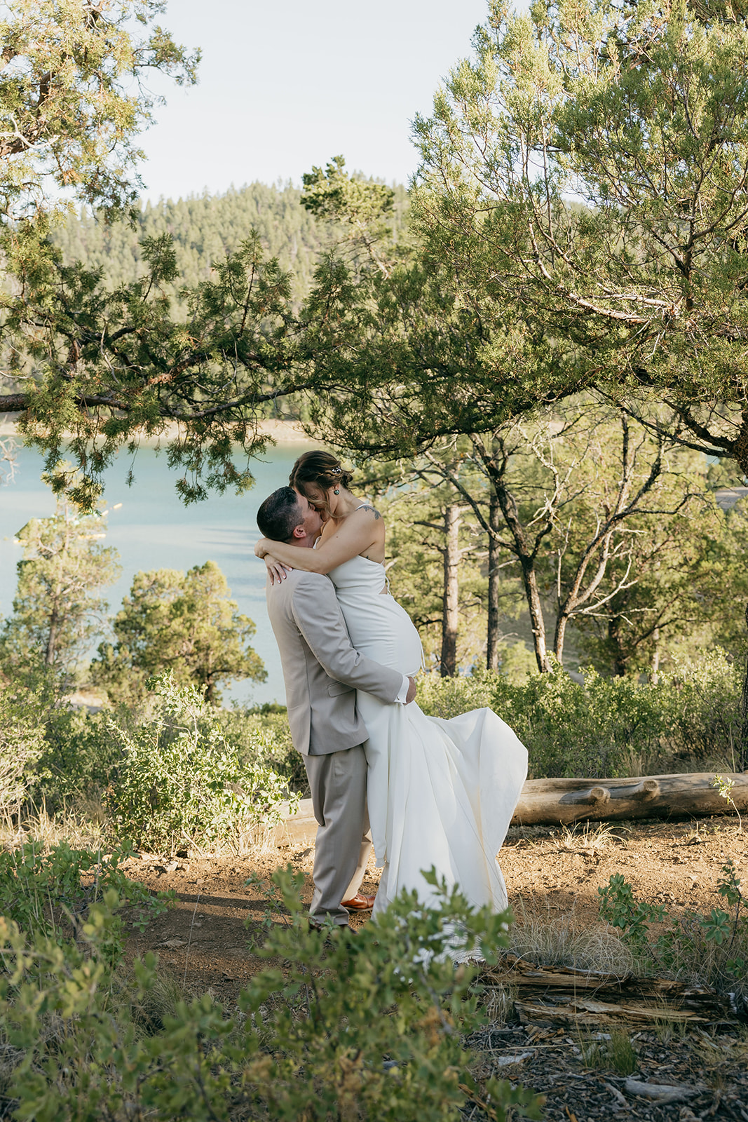 beautiful bride and groom pose on their elopement day