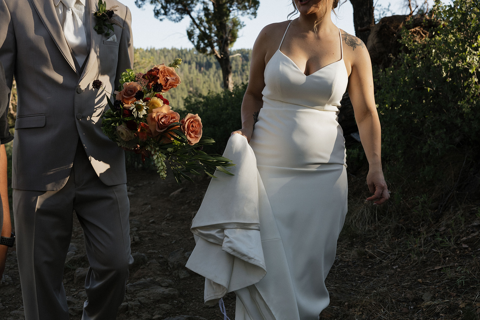 beautiful bride and groom pose on their elopement day